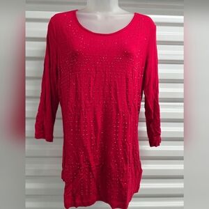 Laura Ashley Vibrant Red Embellished Long Sleeve Top